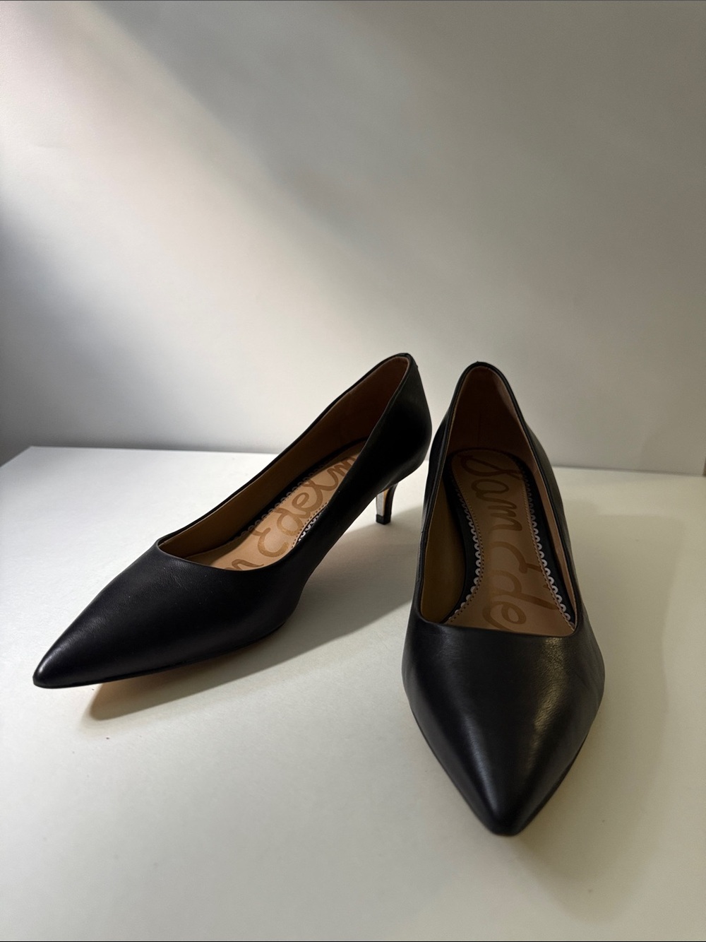 Sam Edelman Black Pointed-Toe Low Heel Pumps